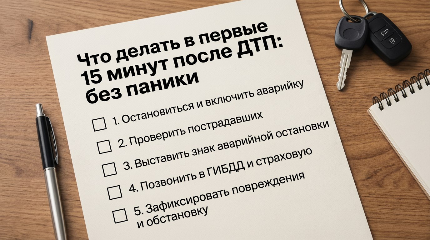 Что делать в первые 15 минут после ДТП: подробный чек-лист